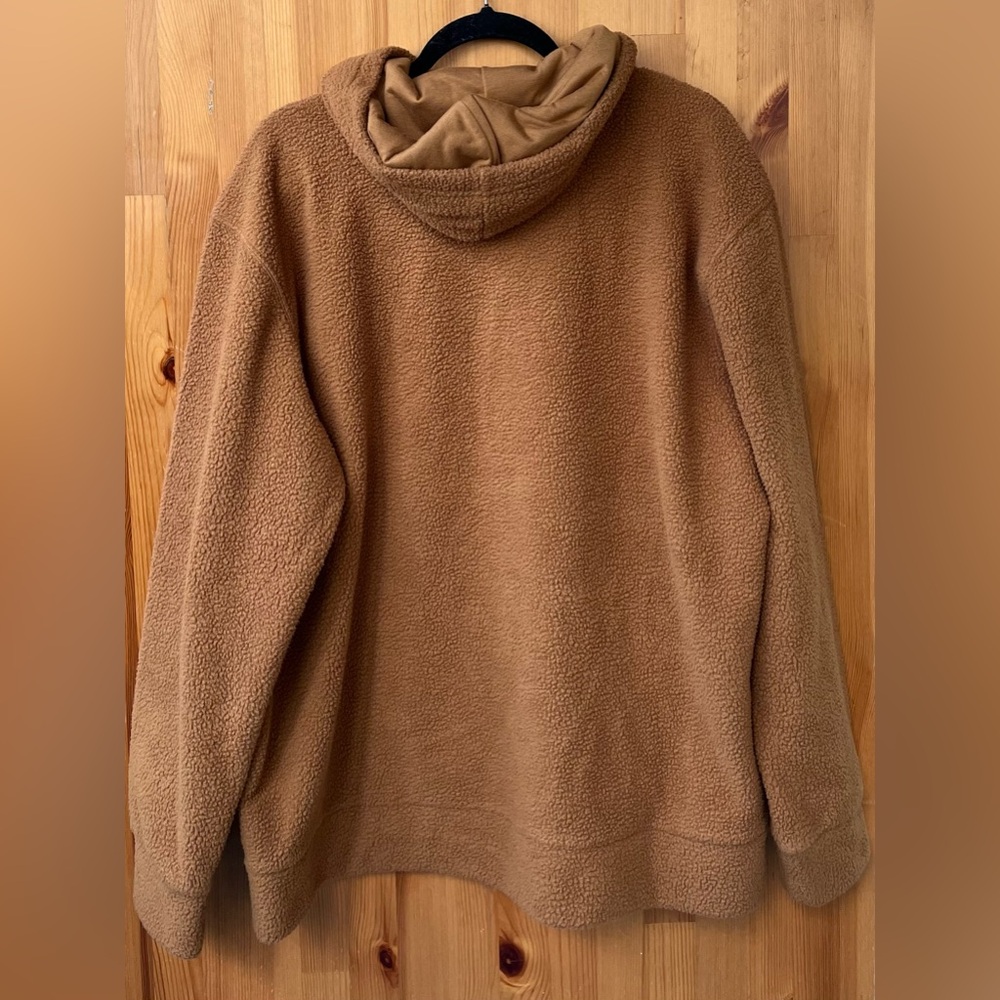 Dickies Men’s Light Brown Faux Fur Sherpa Fleece Pullover Hoodie - Size Large - Picture 2 of 3